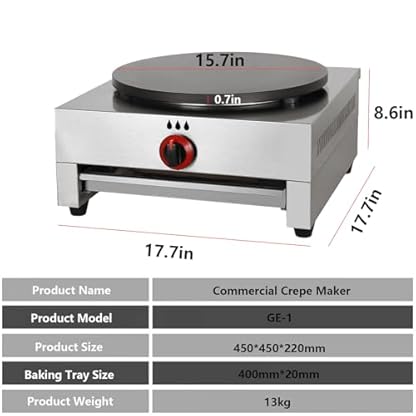 15 Zoll CrêPe-Maker-Pfannkuchenmaschine, Kommerzielle Randlose Antihaftbeschichtete Kochplatte, Gas/Lpg-Pfannkuchenplatte, Temperatur Einstellbar, Geeignet FüR Den Heimgebrauch, Restaurant – Bild 8