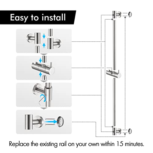 Kes Shower Slide Bar 30-Inch With Adjustable Handheld Shower Head Holder For Bathroom Wall Mount Sus 304 Stainless Steel Brushed Finish, F209S78Dg-Bs #TOP3