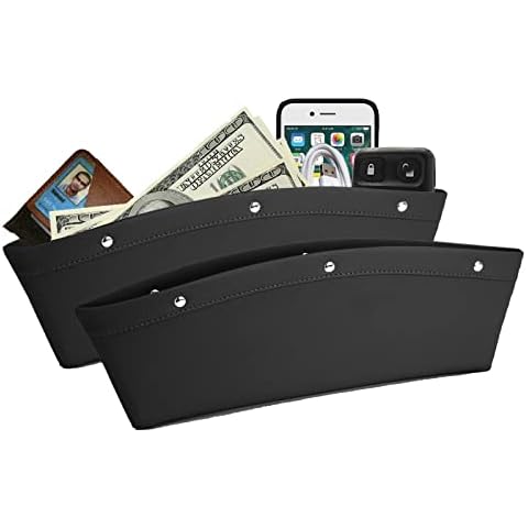 lebogner 2 Pack Car Seat Gap Filler Premium PU Full Leather Seat Console Organizer, Car Pocket Organizer, Car Interior Accessories, Car Seat Side Drop Caddy Catcher Cover