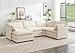 ROWHY 113'' Modular Sectional Cloud Couch, 5 Seater Corner Sofa Big Comfy Corduroy Oversized L Shaped Couch with 2 Pillows, Chaise, Ottoman, Deep Seat Sectional Couches for Living Room Office, Beige