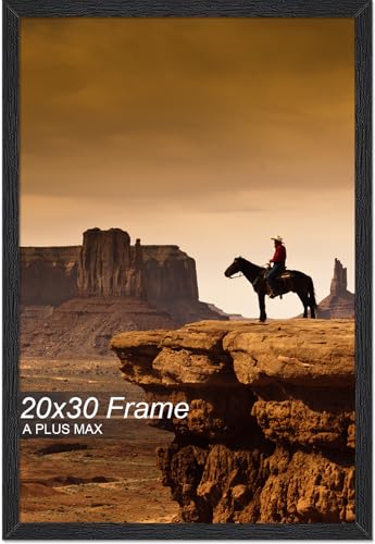 A PLUS MAX 20x30 Picture Frame, Black Engineered Wood Frame for 20 x 30 Inch Picture Poster Photo, Light Weight 20 by 30 Frame with Wood-grain for Wall - 1 Pack/Black/20 x30