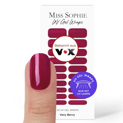 Original Miss Sophie UV Gel Nagelfolien Very Berry UV I 20 UV Gel Nagellack-Streifen einfarbig I Für Finger- & Fußnägel