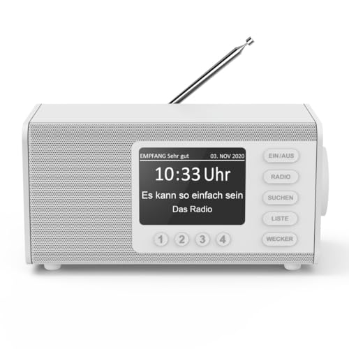 Hama DAB Radio mit DAB+/DAB und FM DR1000DE (Digitalradio mit großem Display, Küchenradio mit einfacher Bedienung, kleines Radio mit großen Tasten, UKW, AUX, 5W, Radiowecker, Seniorenradio) weiß Hama DAB Radio mit DAB+/DAB und FM DR1000DE (Digitalradio mit großem Display, Küchenradio mit einfacher Bedienung, kleines Radio mit großen Tasten, UKW, AUX, 5W, Radiowecker, Seniorenradio) weiß