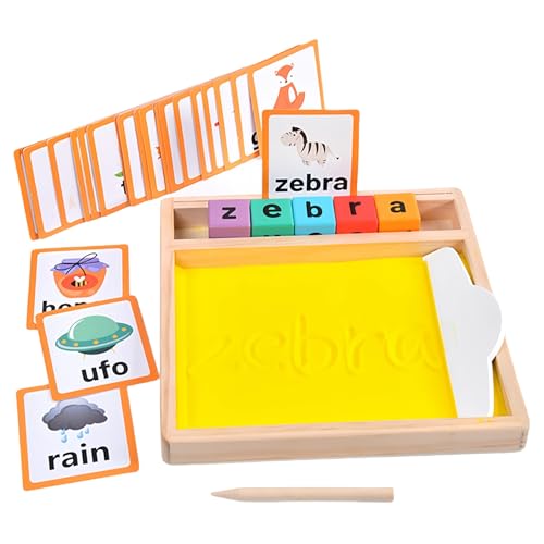 BONOVISTA Wooden Sand Writing Tray – Educational Sand Tray for 3 Year Old Kids with Cards, Blocks & Pen – Trace Letters, Numbers & Draw – Perfect Preschool & Classroom Gift.