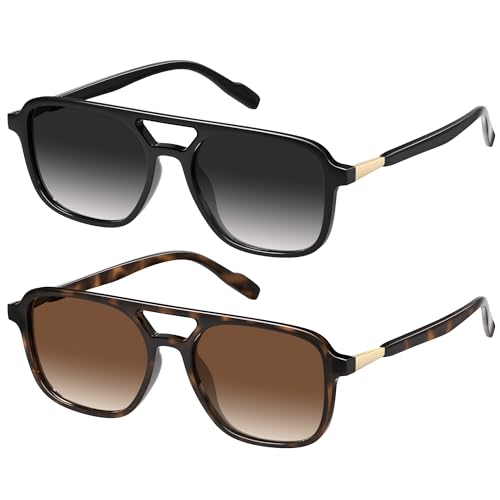 Retro Aviator Sunglasses for Women Men:Polarized Trendy Rectangle Womens Mens Shades Sun Glasses