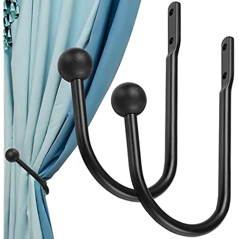 INFLATION Metal Curtain Holdback, Decorative Curtain Drapery Holdbacks Arms Wall Mounted Curtain Tie Backs Drapery Holdbacks Hooks for Fixed Curtain and Hanging Clothes (2 PCS) Cover