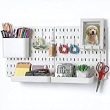 Keepo Stecktafel-Kombinationsset, Stecktafeln und Zubehör, modular zum Aufhängen für Wand-Organizer, Bastelorganisation, Ornament-Ausstellung, Kinderzimmer-Aufbewahrung, Stecktafel (Weiß, 22″×11″)