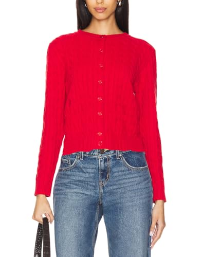 JLCNCUE Womens Cable Knit Cardigan Crewneck Open Front Long Sleeves