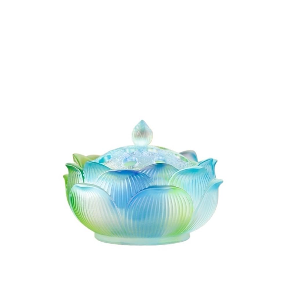 Incense Pot Glazed Lotus Incense Burner For Cone And Coil For Office Yoga And Home(Blue)