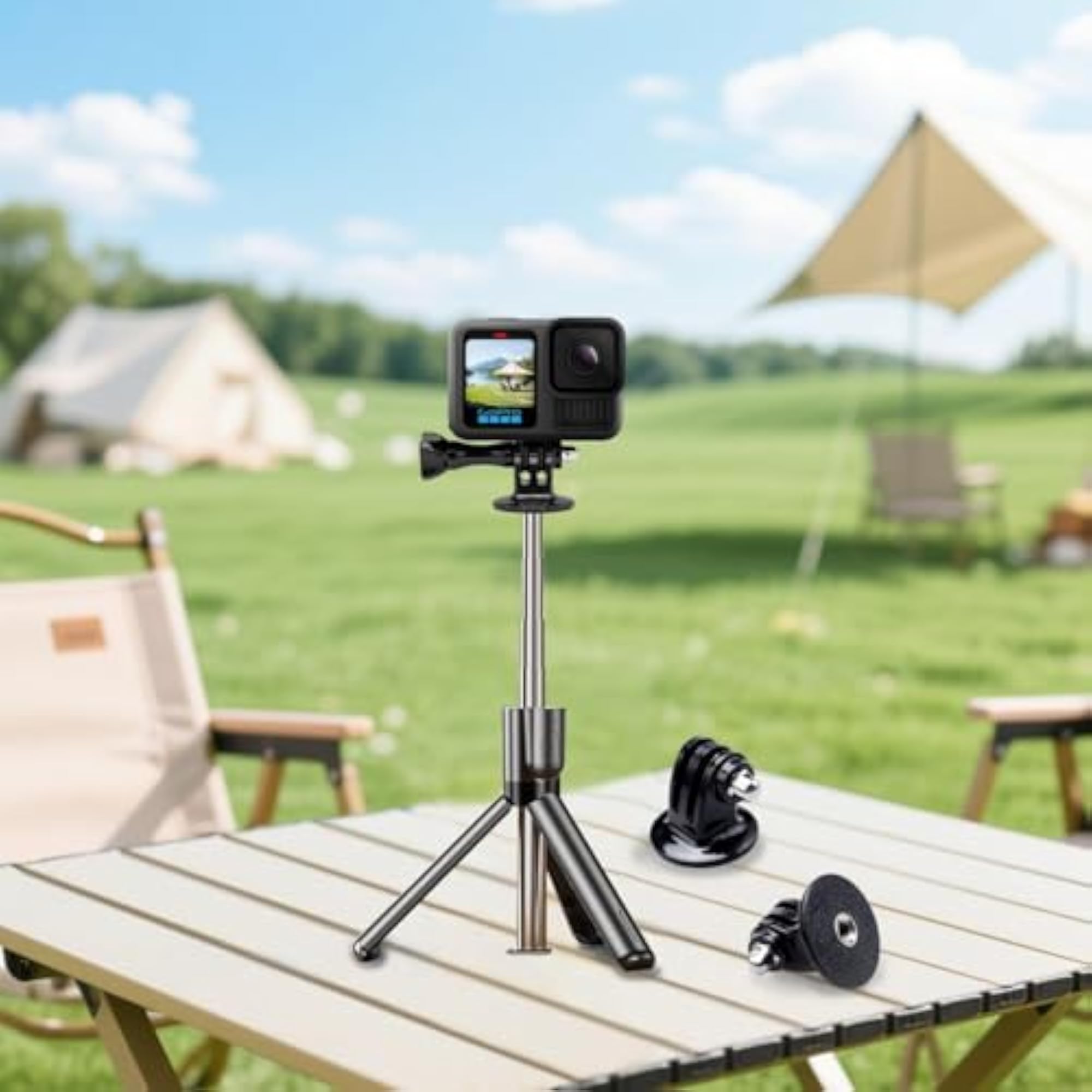 3-Prong to 1/4 Inch Tripod Mount Adapter for Action Cameras