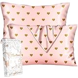 Miss Adola Silk Pillowcase 2 Pack - Pillow Cases 20' x 26' Standard Size Set of 2 for Hair and Skin Smooth Soft Breathable with Hidden Zipper Cute Cooling Pillow Covers for Sleeping, Heart