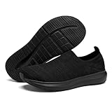 Wide Toe Box Shoes Cushioned Road Running Extra Wide Shoes Non Slip Mens Walking Breathable Sneakers for Wide Feet Comfortable Athletic Gym Workout Black