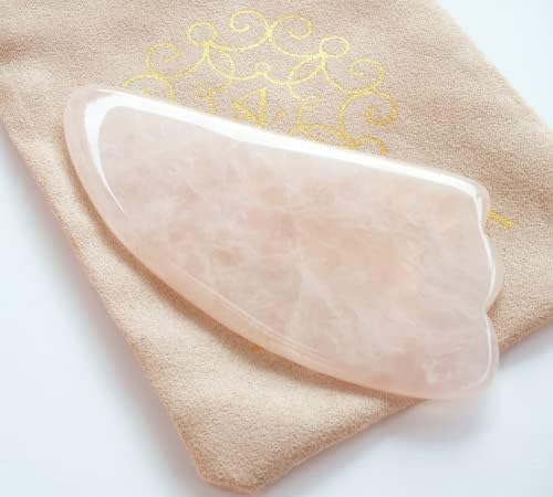 Gua de cuarzo rosa 100% natural | Herramienta de masajeador para cara, ojos, cuello, relajación muscular corporal | Belleza facial y herramienta de