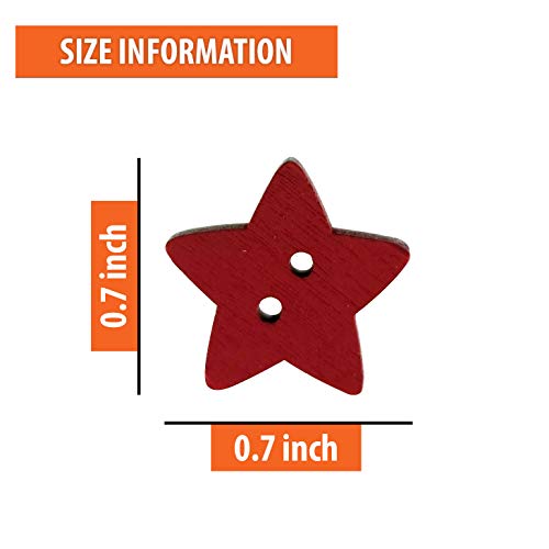 100 Pcs Colorful Wooden Star Buttons With 2 Holes Rustic Buttons For Clothes Sewing Scrapbooking Art Crafting Diy Decoration #TOP1