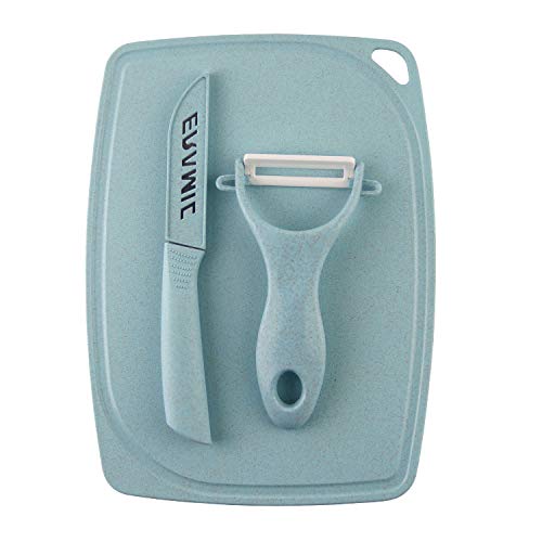 Rozcels Ceramic Fruit Knife 4 Piece Set with Peeler & Chopping Board