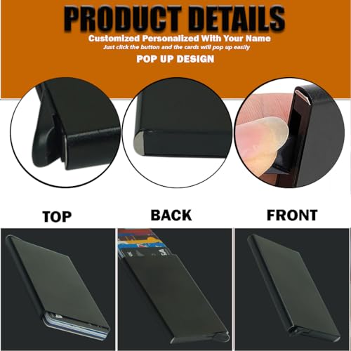 Image of Mini2buy Customized Name Engraved Card Holder for Credit, Debit, ATM, and Business Visiting Cards from Premium Stainless Steel Size Ideal for Personal use or Corporate Gifting (6 Slot-Black)