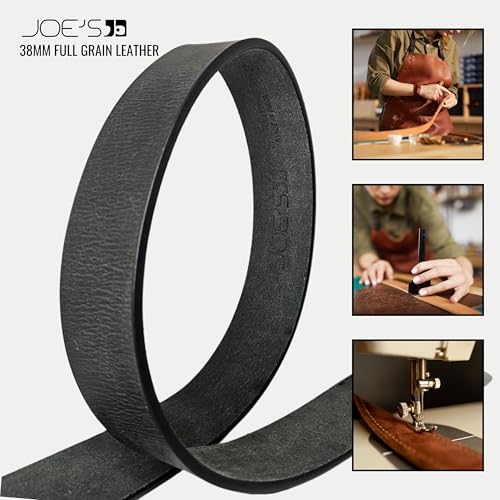Joe's Jean Mens 38mm Full Grain Genuine Leather Belt, Vintage Style Antique Silver Buckle3