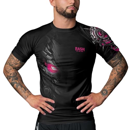 Samurai Short Sleeve Rash Guard Men Stretchable Compression Shirt for BJJ Jiu Jitsu MMA Grappling Combat Sports4