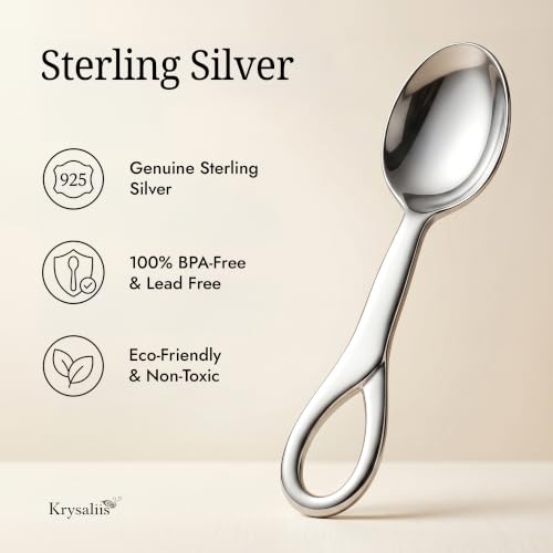 Image of Sophie 925 Sterling Silver Baby Feeding Spoon | Food grade, engravable, gift boxed, baby shower, christening