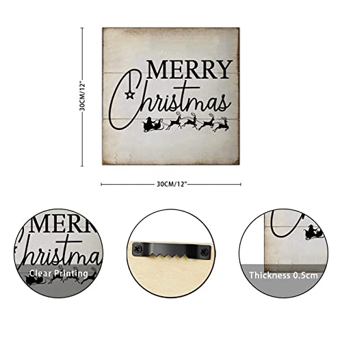 Plaque bois Merry Christmas pour décoration extérieure de Noël