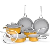 Healthy & Non-Toxic: 100% natural ceramic coating (PFAS/PTFE/PFOA-free), no toxic fumes at high temps. Ultra-smooth non-stick surface enables low-oil cooking and easy release; durable for long-lasting use. Advanced Forging: Each piece of cookware is ...