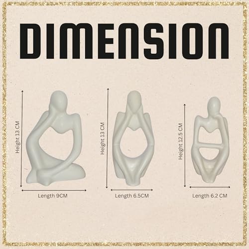 Image of CraftVatika 3 Pcs Decorative Abstract Thinker Men Statue Showpiece Set | Home Decor Items, Ceramic Modern Art showpiece for Living Room Bedroom Bookshelf Desktop Table Office Wedding Housewarming Gift