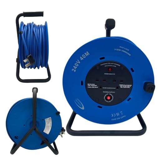 CONNEXION 40m Cable Reel Extension Lead 13amp Twin Sockets 240V Heavy Duty 2.5mm Cable Made in UK Carry Handle Thermal Cut Out and Power Indicator ideal for Home, Garden, Industrial and Domestic Use