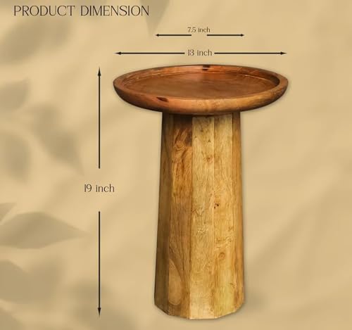 Image of Natural Mango L x 13 inch B x13 H x19 Wood Round Accent Table-Compact Home Furniture for Living Room /Bed Room Sofa Side Bookcase & Elegant Your Living Space Decor EntrywayTable (Natural)
