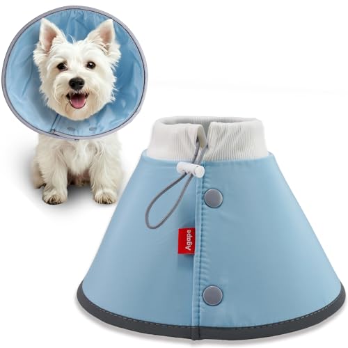 Image of Agape Soft Dog Cone for Small Dogs & Cats, Recovery Collar to Stop Licking | Comfy E Collar Alternative for Puppies, Adjustable Cloth Cone After Surgery, Protective Neck Cone for Kittens, Washable