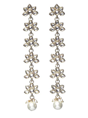 Image of Karatcart Black Beads Long Drop Earrings For womens