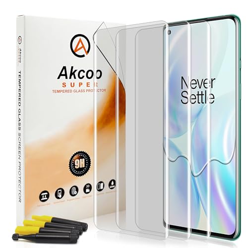 Akcoo Schutzglas für OnePlus 8-3 Stück,Kratzer Reparieren,Rand zu Rand Vollabdeckung,Sensible Berührung,Hüllen Freundlich,Fingerabdruck-ID kompatibel
