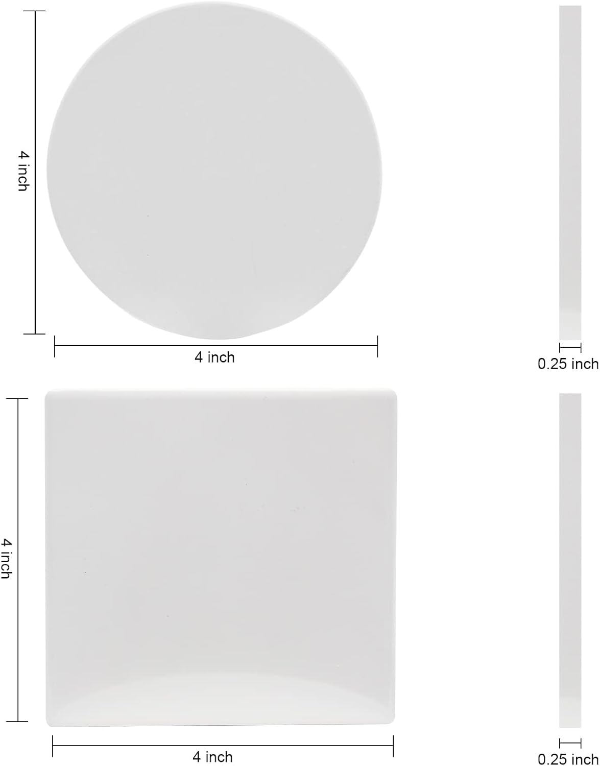 48 Pack Sublimation Blanks Coasters Bulk, 4 Inch Glossy White Glazed Ceramic Tiles Bulk with Cork Backing Pads, Heat Transfer Cup Mat for DIY Crafts Home Kitchen Decor (Square 48PCS)