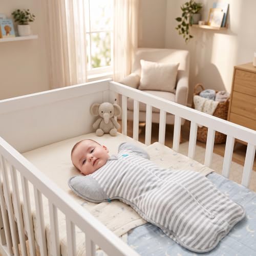 Image of Love to Dream Swaddle UP 50 /50 Transition Bag, Gray, X-Large, 24-30.5 lbs, Patented Zip-Off Wings, Gently Help Baby Safely Transition from Being swaddled to arms Free Before Rolling Over