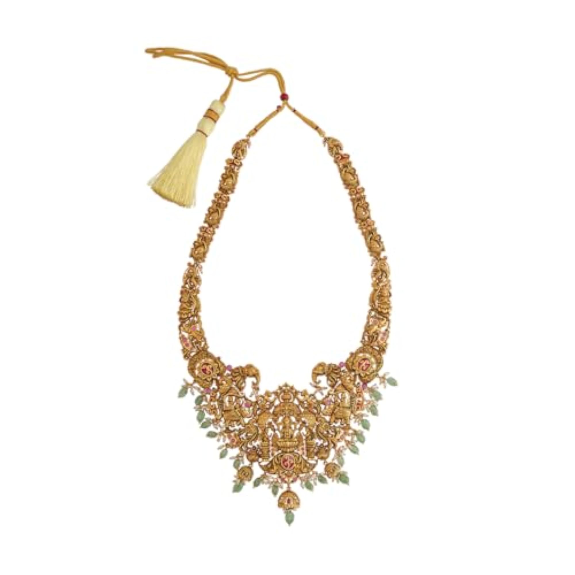 Women's Gold Polished Antique Necklace with Adjustable Thread