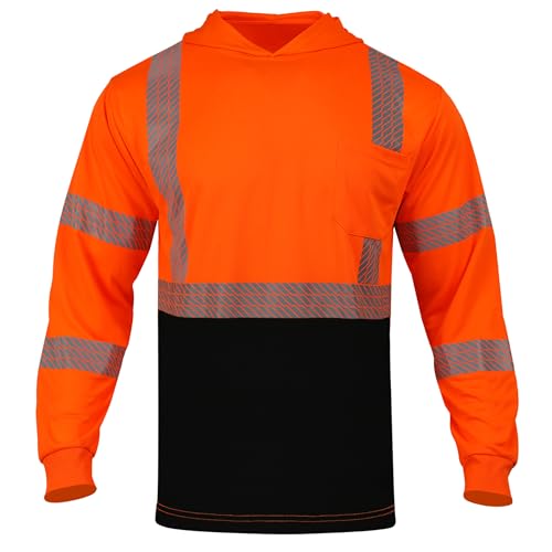 HIS ZEST Hi Vis Hoodie for Men,Safety Class 3 High