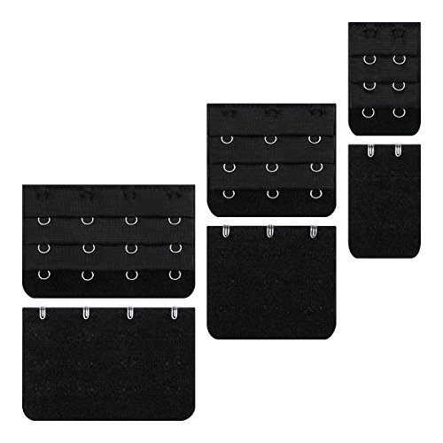Petutu Bra Extender 2 Hooks/3 Hooks/4 Hook, Bra Strap Extensions - 9 Packs (Black, White, Beige) #TOP4