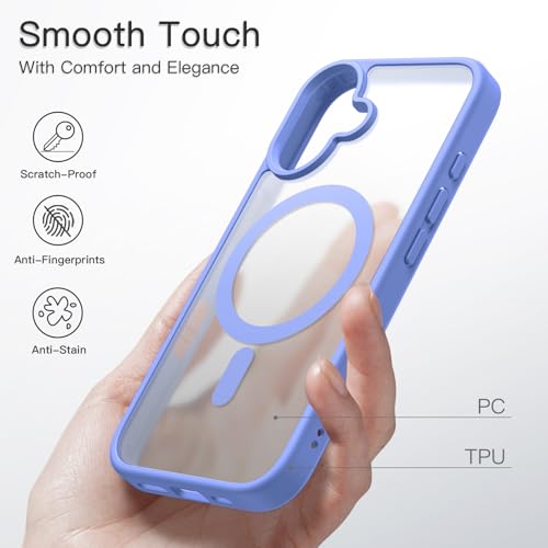 Image of JETech Magnetic Cover Case for iPhone 16 Plus 6.7-Inch Compatible with MagSafe, Translucent Matte Back Slim Shockproof Phone Cover (Ultramarine)