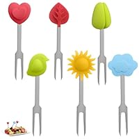 6 Stück Piekser Fingerfood Kinder,Obstgabeln Kinder,Kleine Gabeln Edelstahl,Food Picks,Spieße Kinders,Snack Obstspieße,Mini Gabeln für Brotdose Wiederverwendbare,Dessertgabeln Kuchengabeln Party,Küche