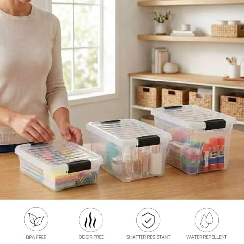 Image of Superio 4.75 Quart Clear Plastic Storage Boxes with Lids, Stackable Organizer Containers, BPA-Free Storage Bins for Home, Office, School & Dorm, 6 Pack