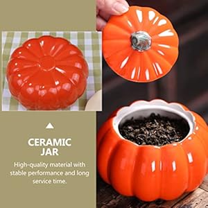   NUOBESTY-1pc-Pumpkin-Storage-Jar-Pumpkin-Shape-Ceramic-Container-with-Lid-Orange-Pumpkin-Canister-for-Candy-Cookie-Food-Tea-Halloween-Party-Storage