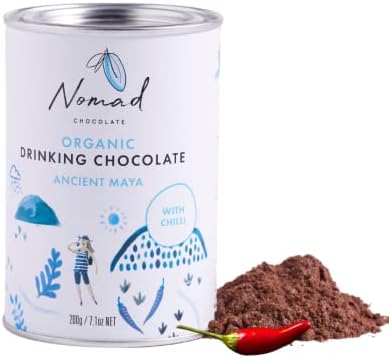Nomad Chocolate - Organic Hot Chocolate Ancient Maya with Chilli and Spices, Plant-based, Vegan, Gluten-Free, GMO-Free, All Natural Ingredients, 7.1oz