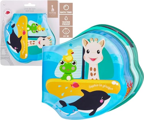 Jouet bain éveil Sophie la Girafe avec livre de bain 8 pages étang banquise océan