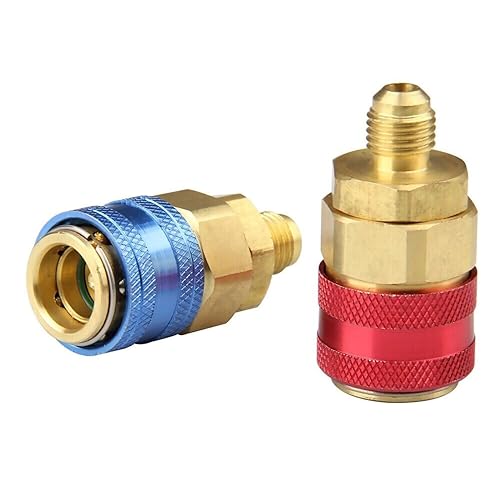 WANSUPYIN New R134A High Low Auto Car Quick Coupler Connector Brass Adapters Car Air Conditioning Refrigerant Adjustable AC Manifold Gauge, 2PCS