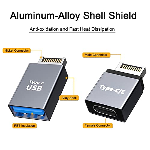 Image of xiwai 2pcs USB 3.1 Front Panel Header Male Type-E to Type-A & Type-C USB-C Motherboard Extension Data Adapter