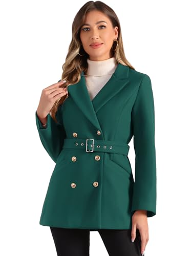 Manteau court femme coupe croisée ceinturée col tailleur classique