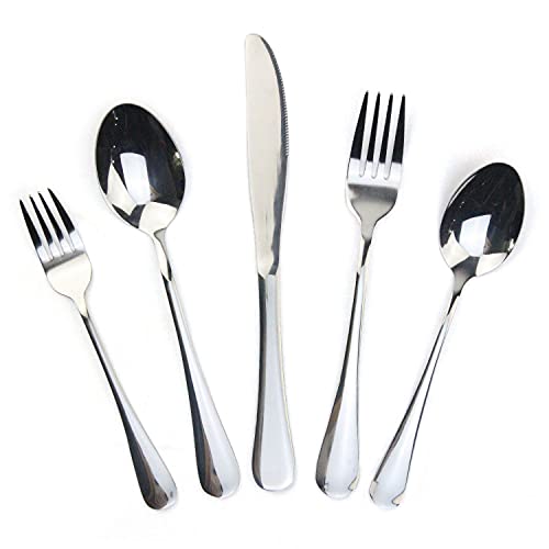 Vongfome Besteck-Set, 20-Teiliges Set FüR 4 Personen Mit Messer, Gabel Und LöFfel, Edelstahl-Besteck-Set FüR Haushalt/Bankett/Hotel/Restaurant, Hochglanzpoliert, SpüLmaschinenfest Cover