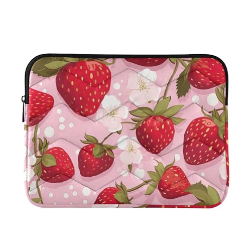 Funda para portátil de 13-14 pulgadas con diseño de fresa roja miniatura 1