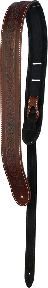 Embossed Guitar Strap. Brown