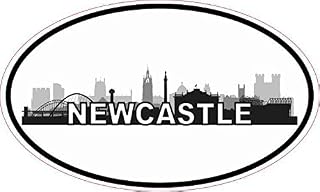 StickerTalk Oval Newcastle Skyline Vinyl Sticker, 5 inches by 3 inches