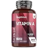 Vitamin A Tablets 10,000IU - 365 Tablets (1 Year Supply) - VIT A as Retinyl Acetate - Easy to Swallow, Gluten-Free, Non-GMO & Vegan-Friendly - Vitamin A Supplement for Men & Women - Made in The UK